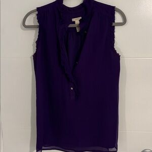 J. Crew Deep Purple Ruffle Blouse